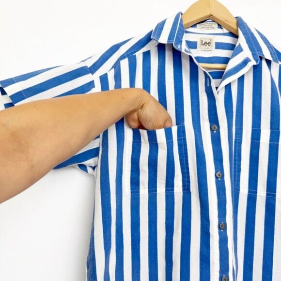 Lee Blue & White Striped Resort Shirt Relaxed boxy fit 1size 0 - Picture 2 of 10
